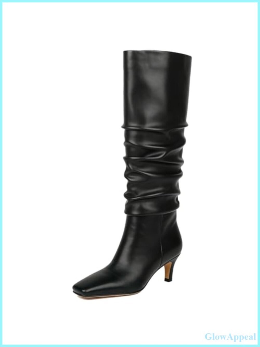KysBloes Women's Knee High Slouch Boots Kitten Heel Square Toe Synthetic